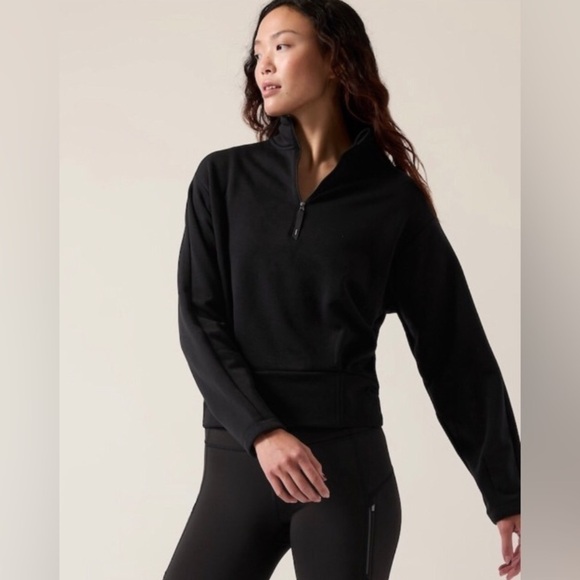 NWT! Athleta Black Altitude Polartec Half Zip Sweatshirt - Size 2X - Picture 1 of 6